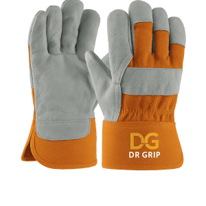 SPLIT LEATHER WORKING GLOVES ORANGE CUFF