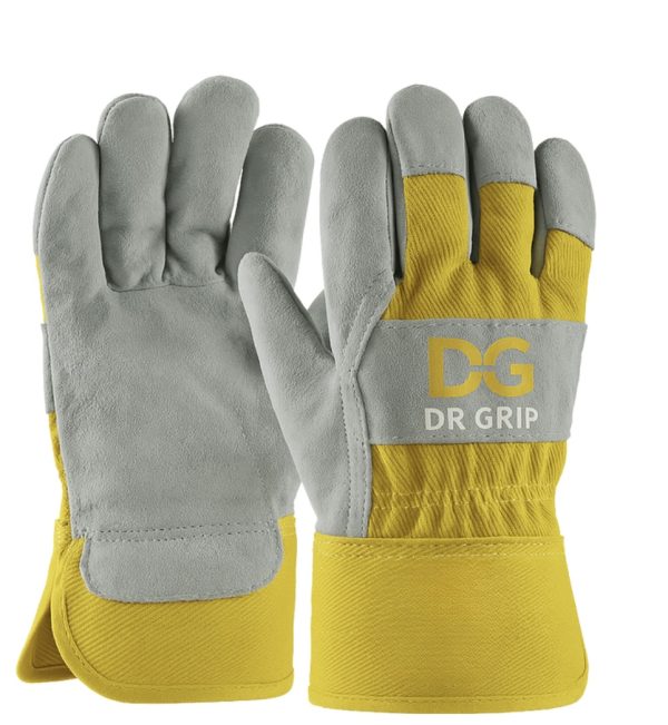 SPLIT LEATHER WORKING GLOVES ORANGE CUFF - Image 4